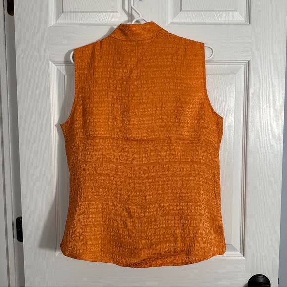 Talbots size 14 100% silk sleeveless top, orange, summer, lightweight, office - Picture 7 of 9